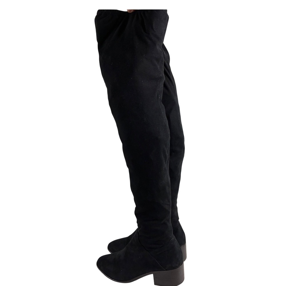 Steve Madden Womens Black Faux Suede Over The Knee Low Block Heel Boots Size 8.5 - Picture 4 of 7